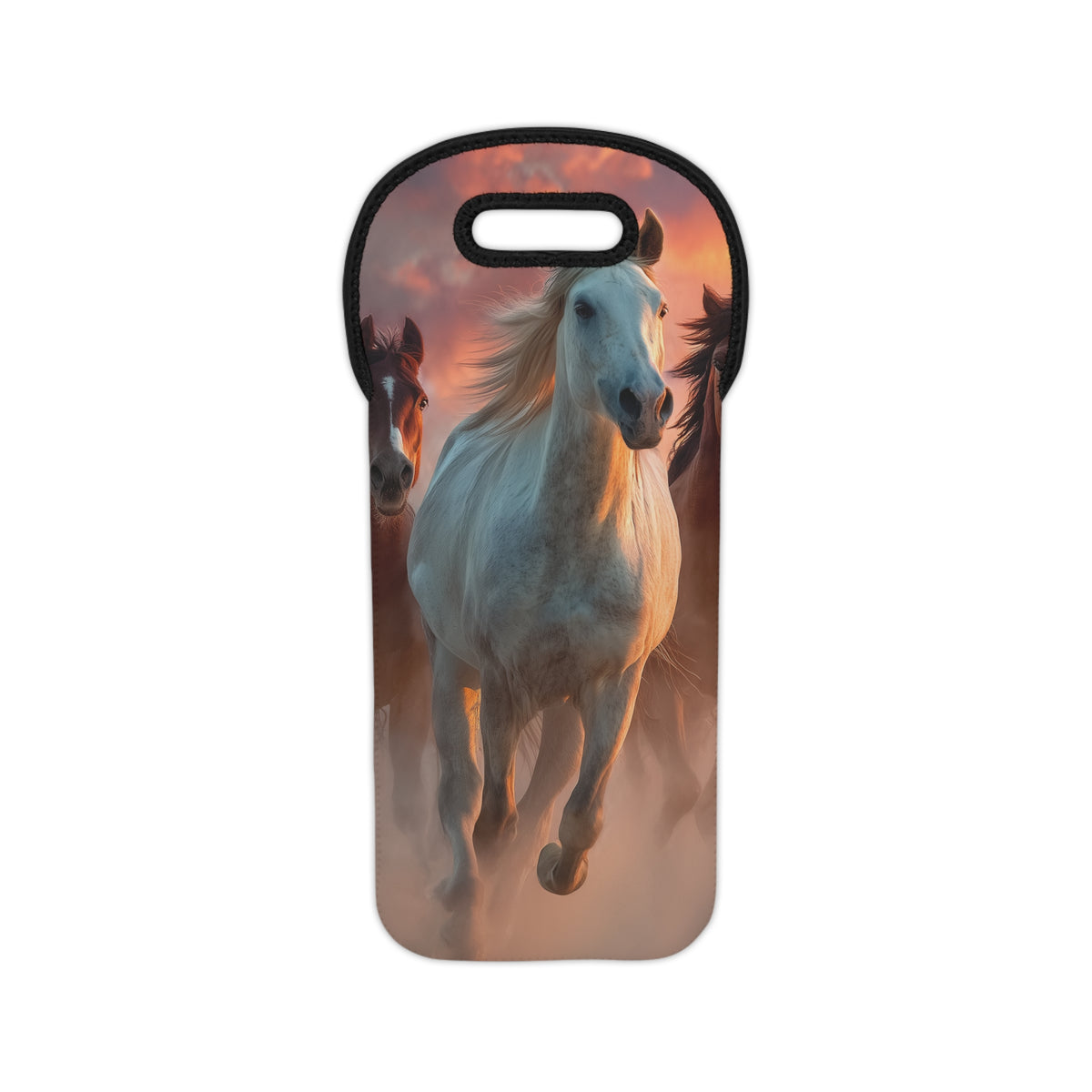 Running on Sunlight, Horse Sunset Wine Tote Bag – Running Horses Neoprene Bottle Carrier