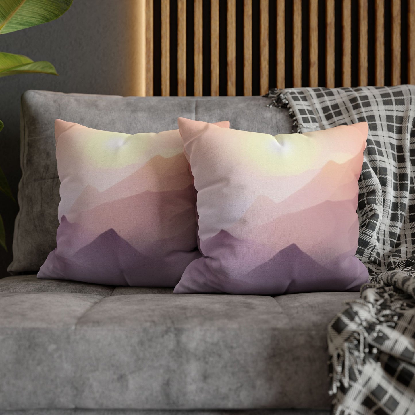 Purple Mountains, Polyester Square Pillowcase