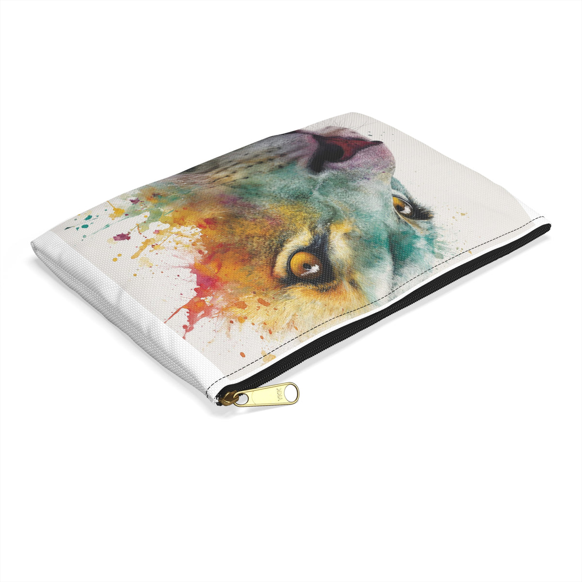 Soul of a Lion, Lion Watercolor Accessory Pouch – Colorful Splash Makeup & Travel Organizer