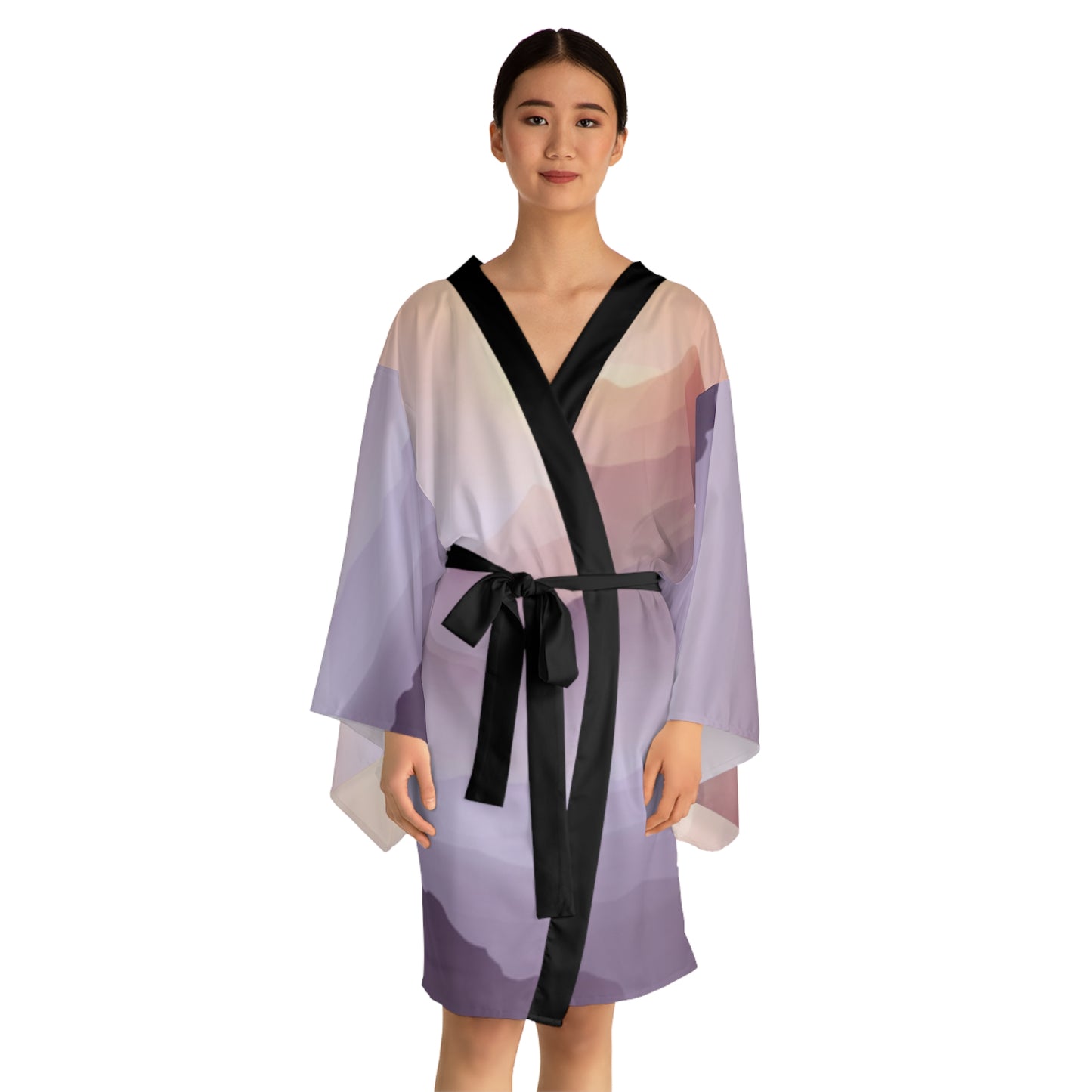 Purple Mountains, Long Sleeve Kimono Robe (AOP)