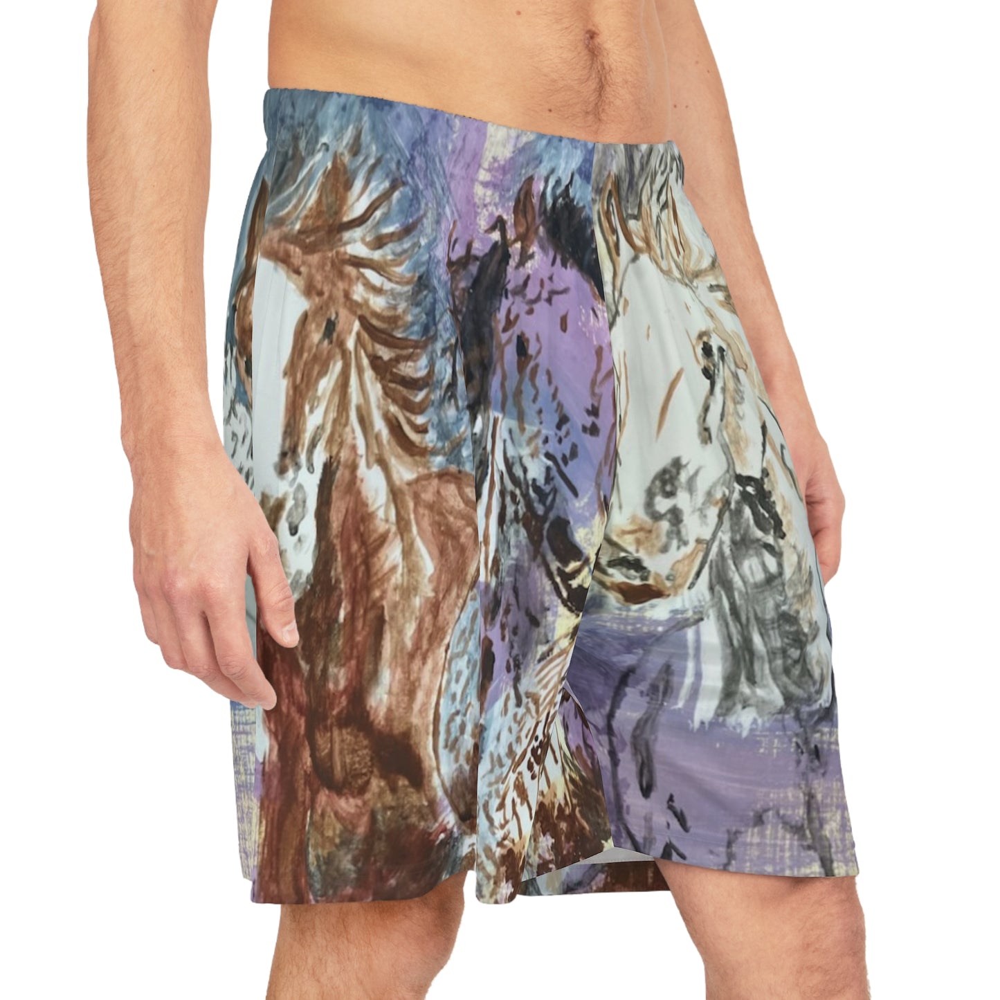 "Free as the Breeze" Basketball Shorts, Summer Sports Wear, Vacation Swim Shorts, Outdoor Activities, Unique Gifts for Horse Lovers