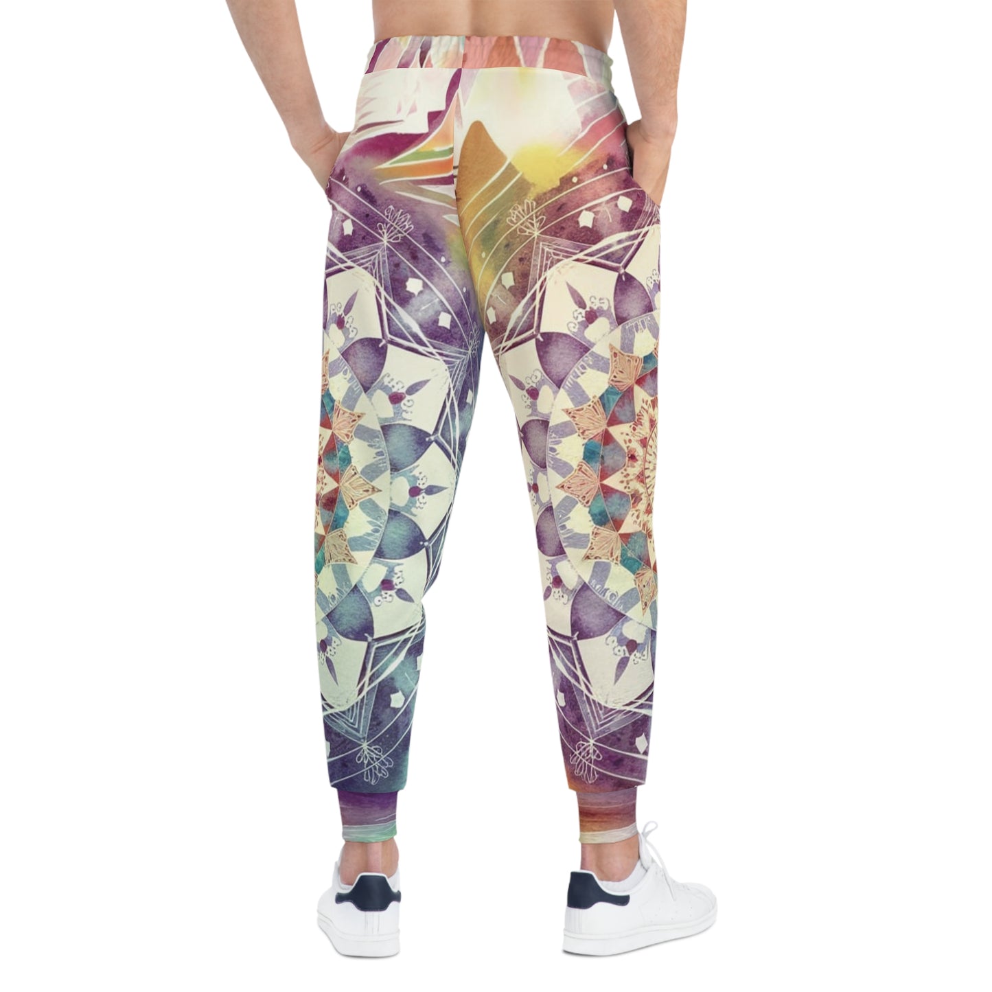 Geometric Pastel Rainbow, Unisex Athletic Joggers (AOP)