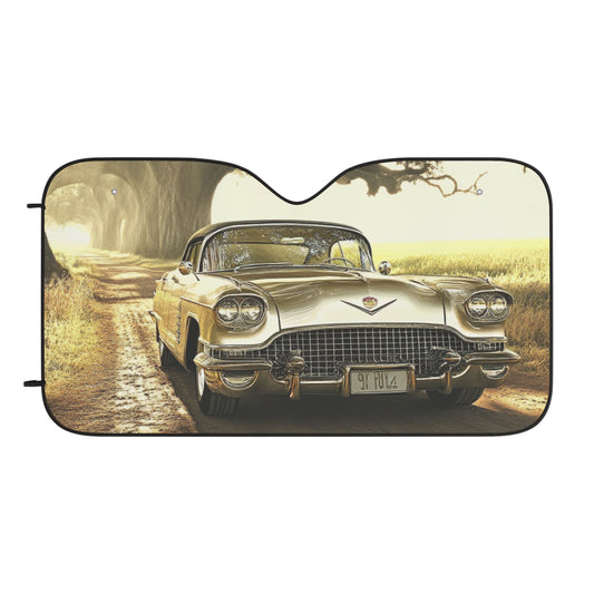 Vintage Golden Cadillac Car Sunshade — Retro Classic Car Windshield Sunshade