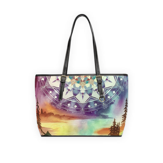 Geometric Pastel Rainbow, PU Leather Shoulder Bag