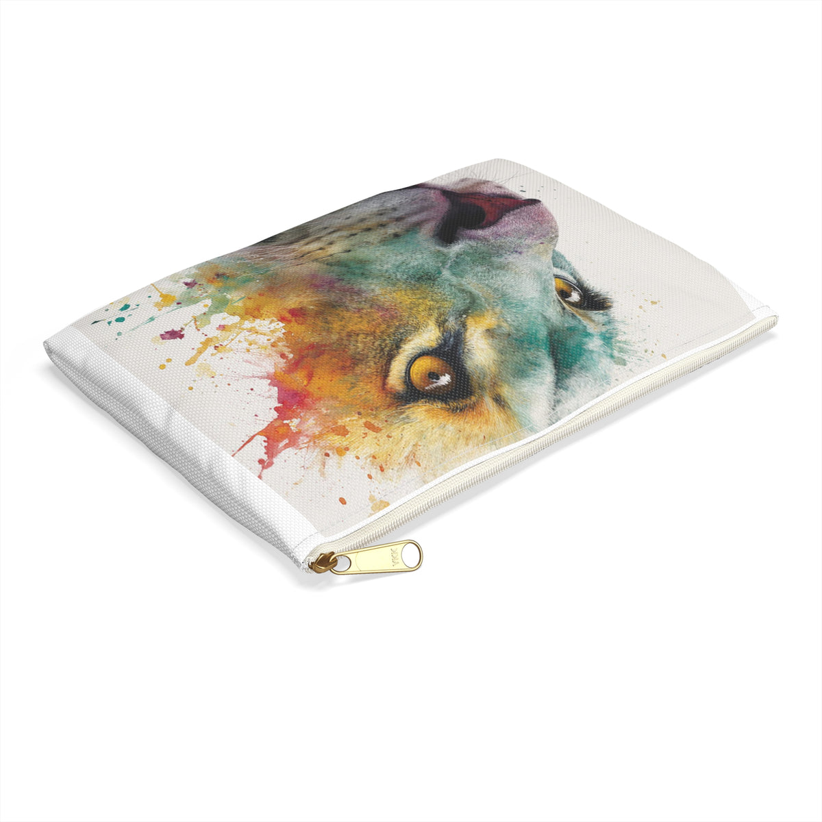 Soul of a Lion, Lion Watercolor Accessory Pouch – Colorful Splash Makeup & Travel Organizer
