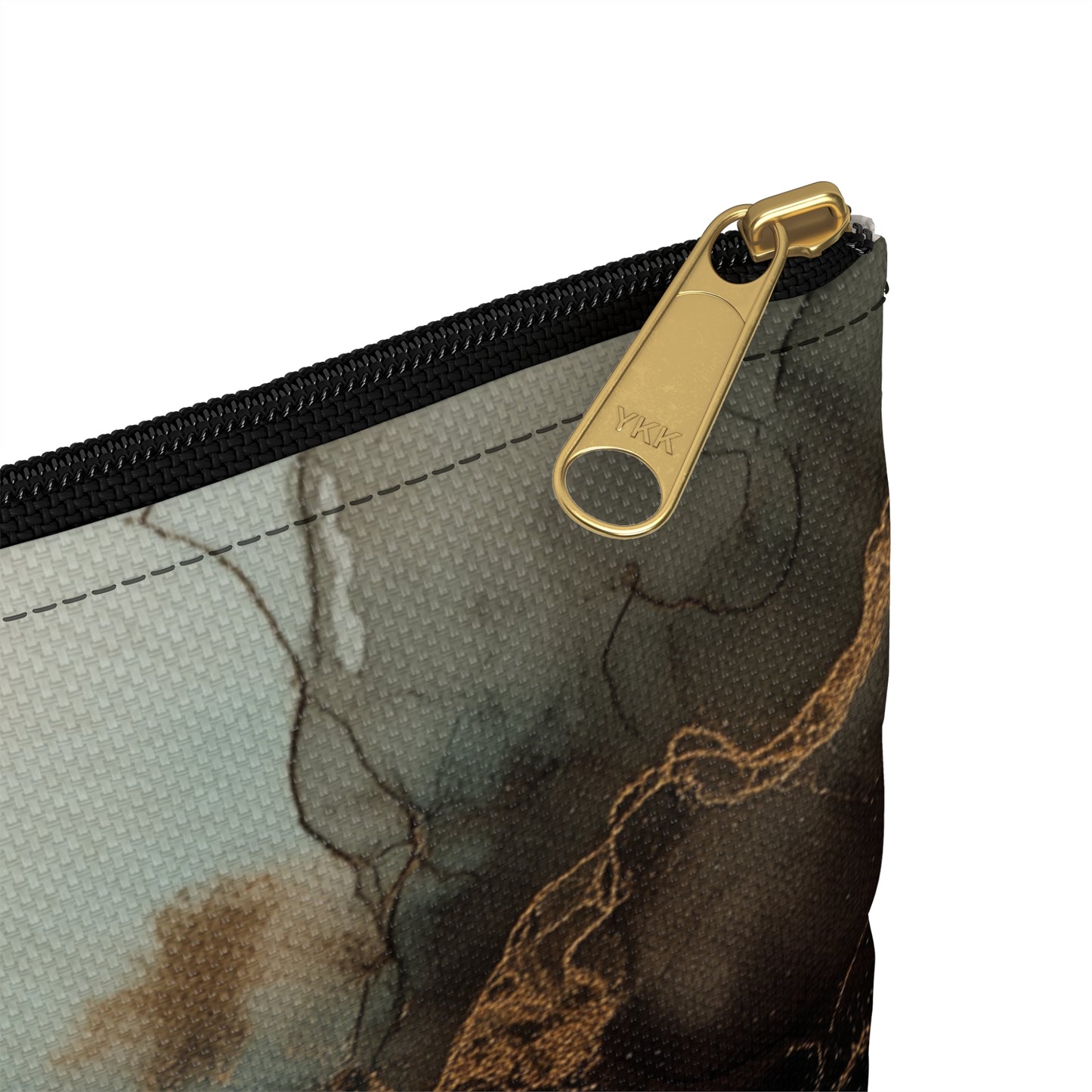 Earth Toned Watercolor, Smoky Marble Accessory Pouch — Abstract Brown & Black Ink Cloud Makeup Bag