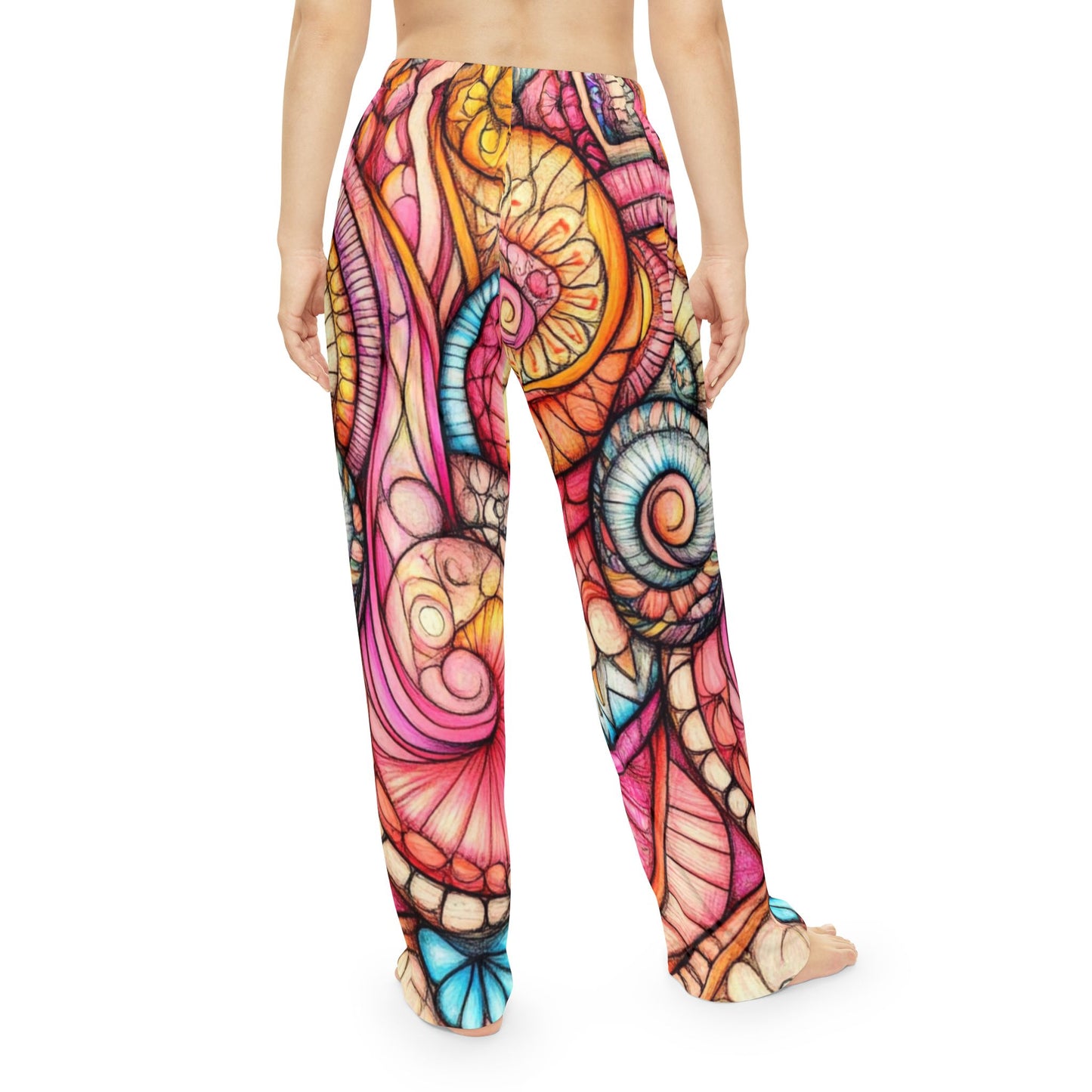 Abstract Seashell, Women's Pajama Pants (AOP)