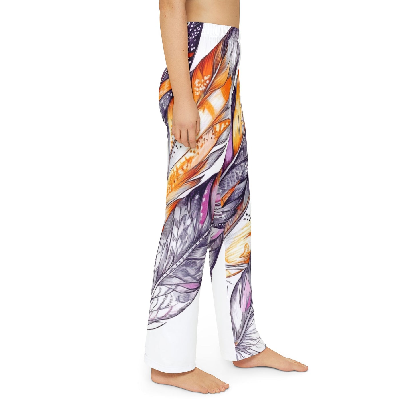 White Feathers, Kids Pajama Pants (AOP)