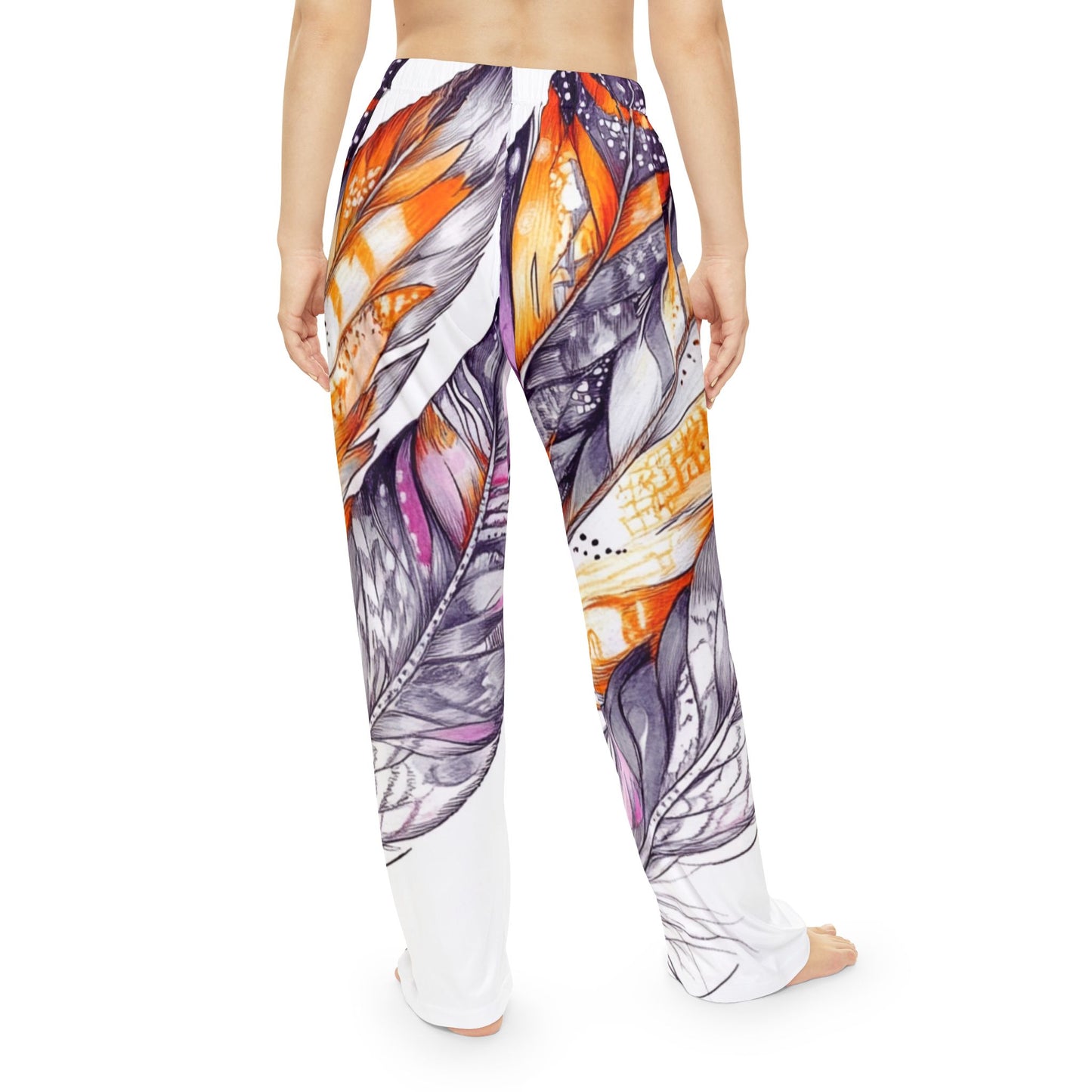 White Feathers, Women's Pajama Pants (AOP)