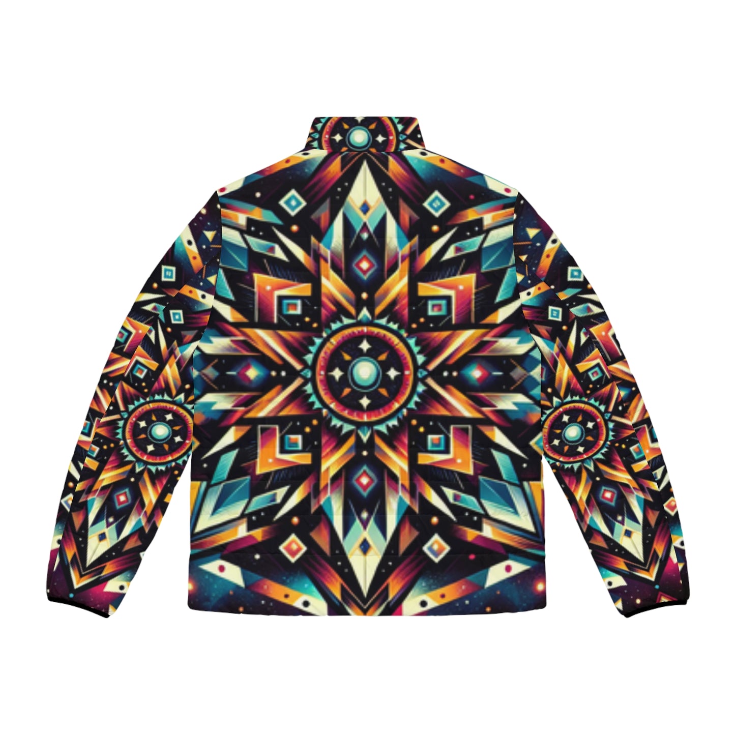 Geometric Tribal, Men's Puffer Jacket (AOP)