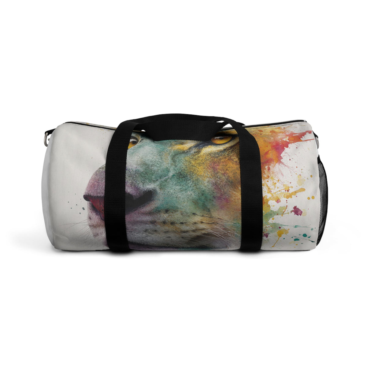 Soul of a Lion, Watercolor Lion Duffel Bag — Colorful Animal Print Travel Gym Bag