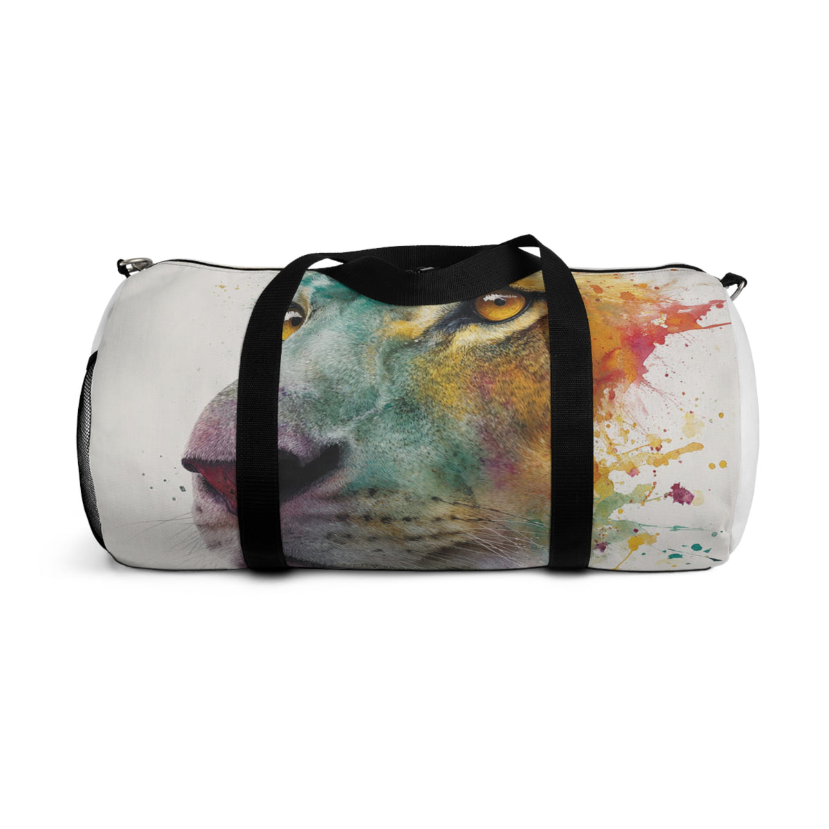 Soul of a Lion, Watercolor Lion Duffel Bag — Colorful Animal Print Travel Gym Bag