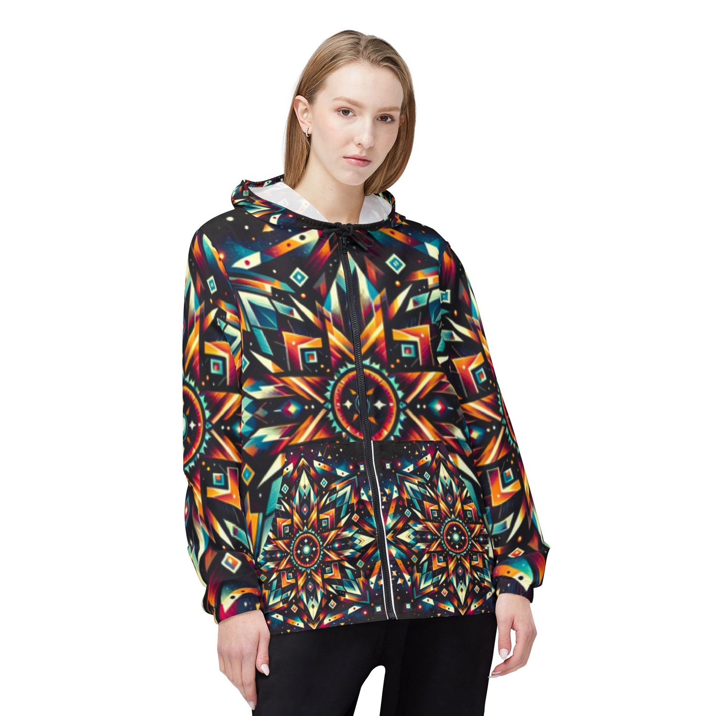 Geometric Tribal,  Unisex Windbreaker Jacket (AOP)