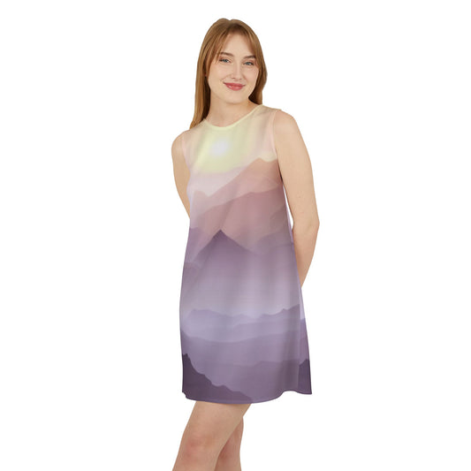 Purple Mountains, A-line Sleeveless Dress (AOP)