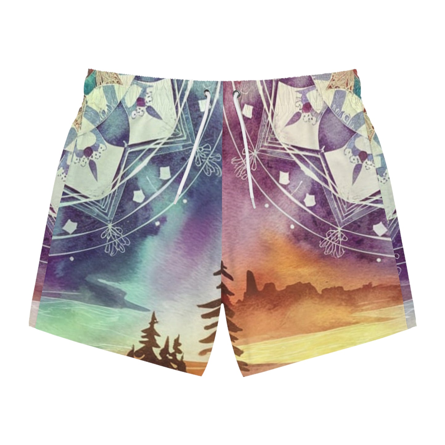 Geometric Pastel Rainbow, Swim Trunks (AOP)