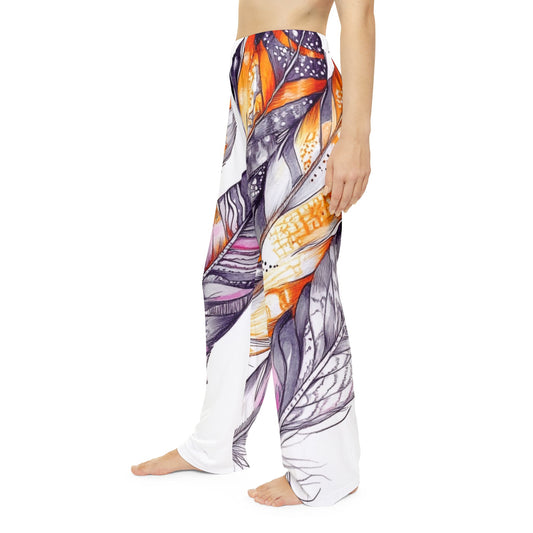 White Feathers, Women's Pajama Pants (AOP)