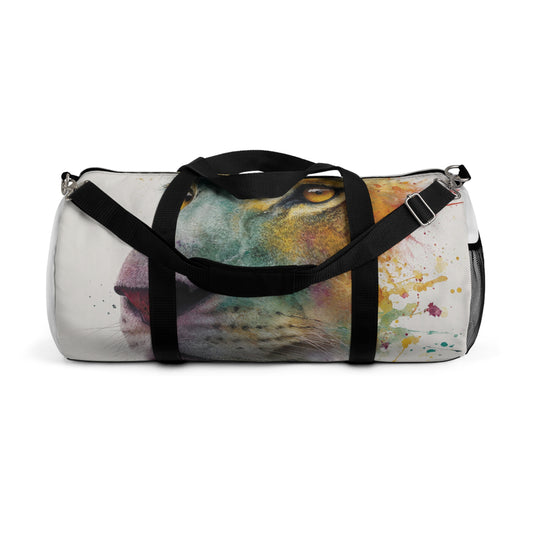 Soul of a Lion, Watercolor Lion Duffel Bag — Colorful Animal Print Travel Gym Bag