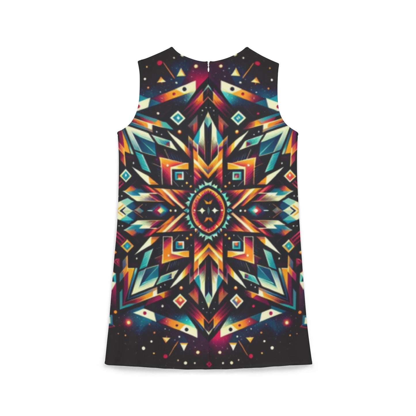 Geometric Tribal, A-line Sleeveless Dress (AOP)