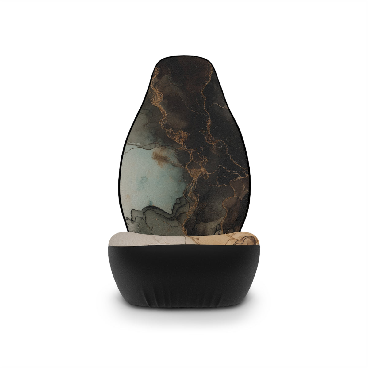 Earth Toned Watercolor, Car Seat Covers — Marble Ink Abstract Design, Neutral Brown & Teal Automotive Seat Protector