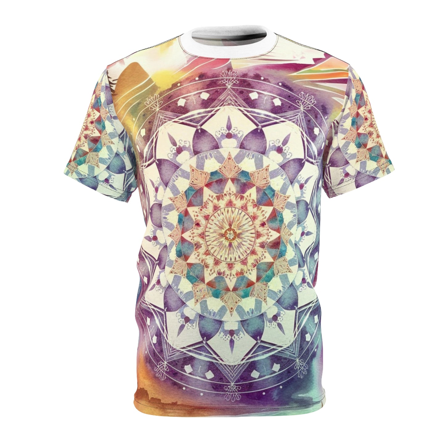 Geometric Pastel Rainbow, Unisex Cut & Sew Tee (AOP)