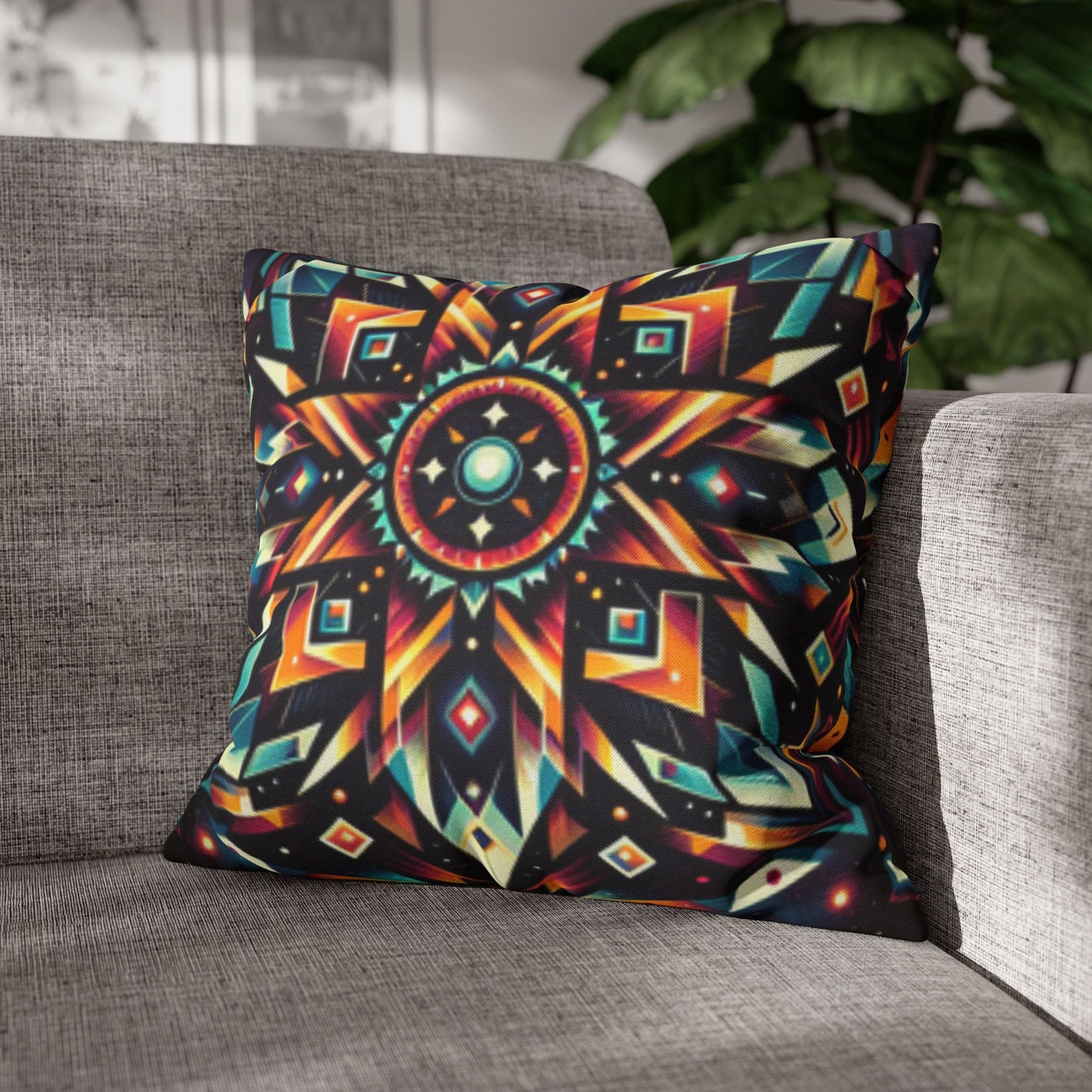 Geometric Tribal, Spun Polyester Square Pillowcase