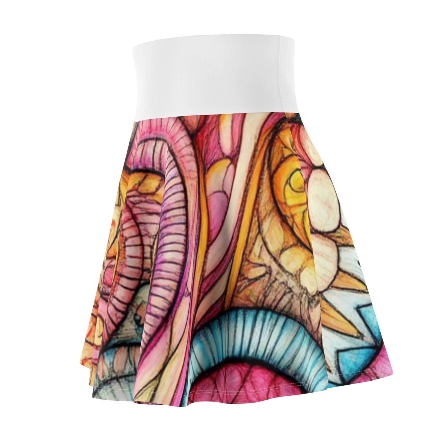 Abstract Seashell, Women's Skater Skirt (AOP)