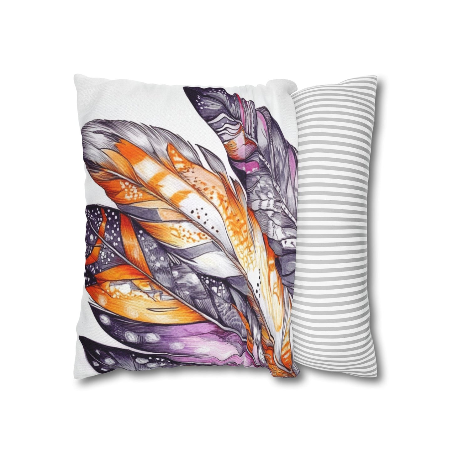 White Feathers, Spun Polyester Square Pillowcase