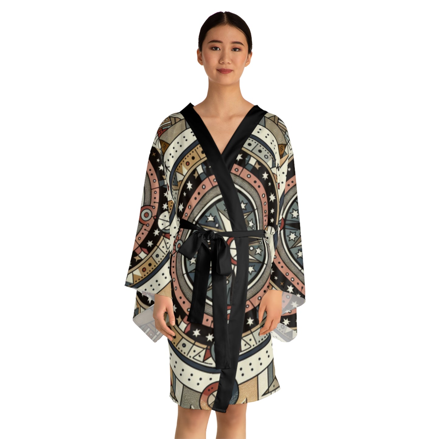 Sandstone, Long Sleeve Kimono Robe (AOP)