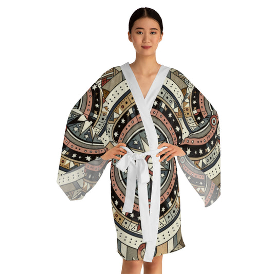 Sandstone, Long Sleeve Kimono Robe (AOP)