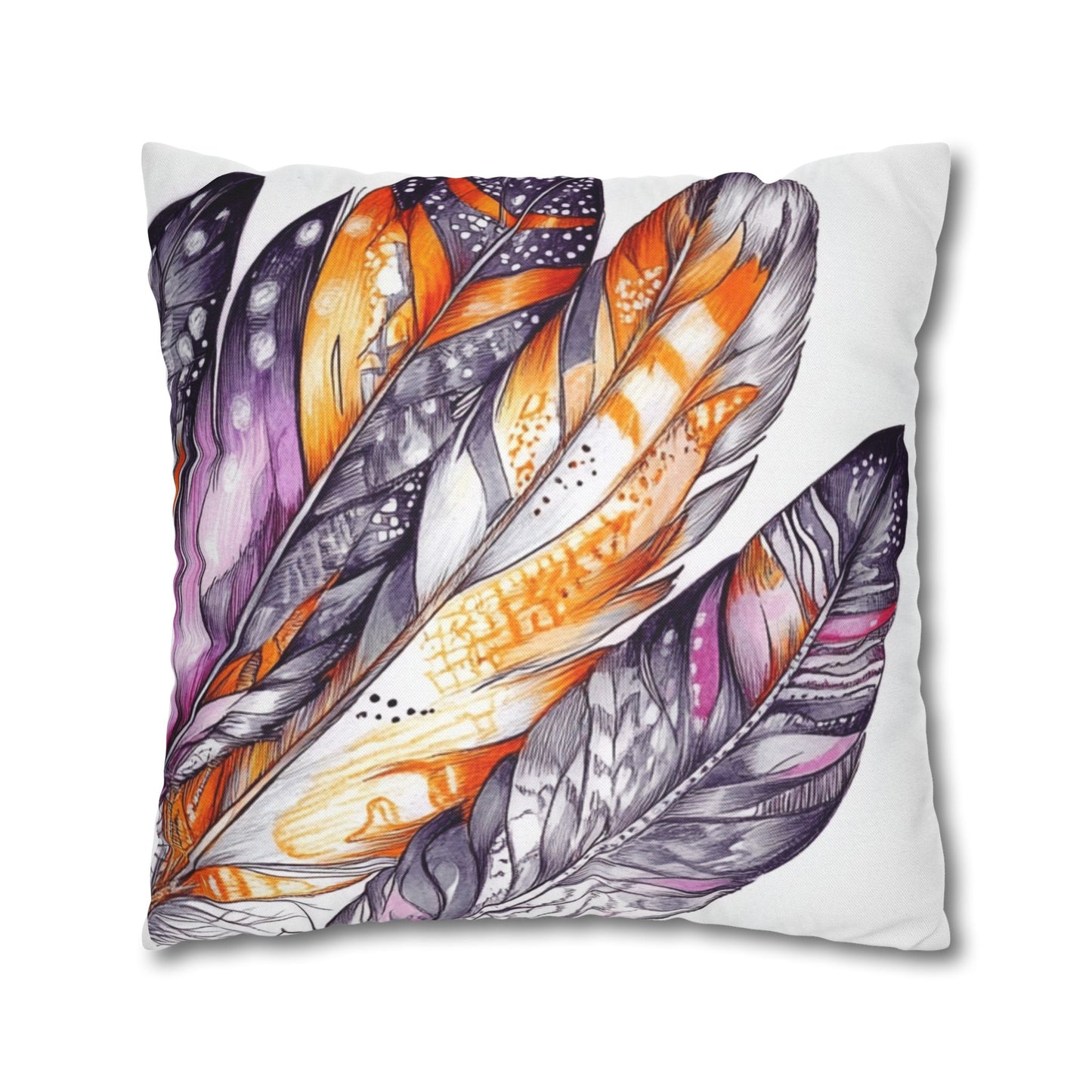 White Feathers, Spun Polyester Square Pillowcase