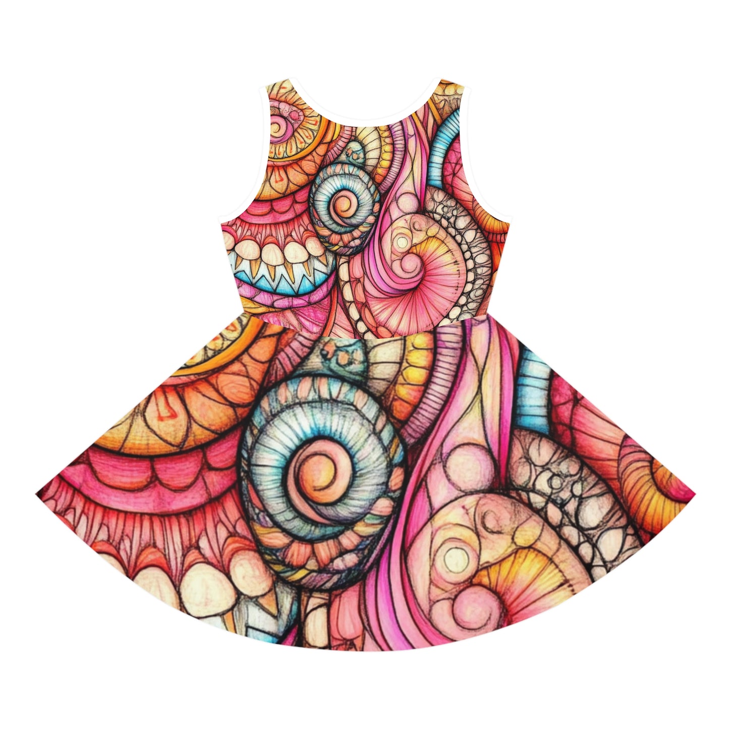 Abstract Seashell, Girls' Sleeveless Sundress (AOP)