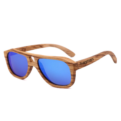 Sagman, Wood Sunglasses, Wooden Frame Sunglasses Unisex