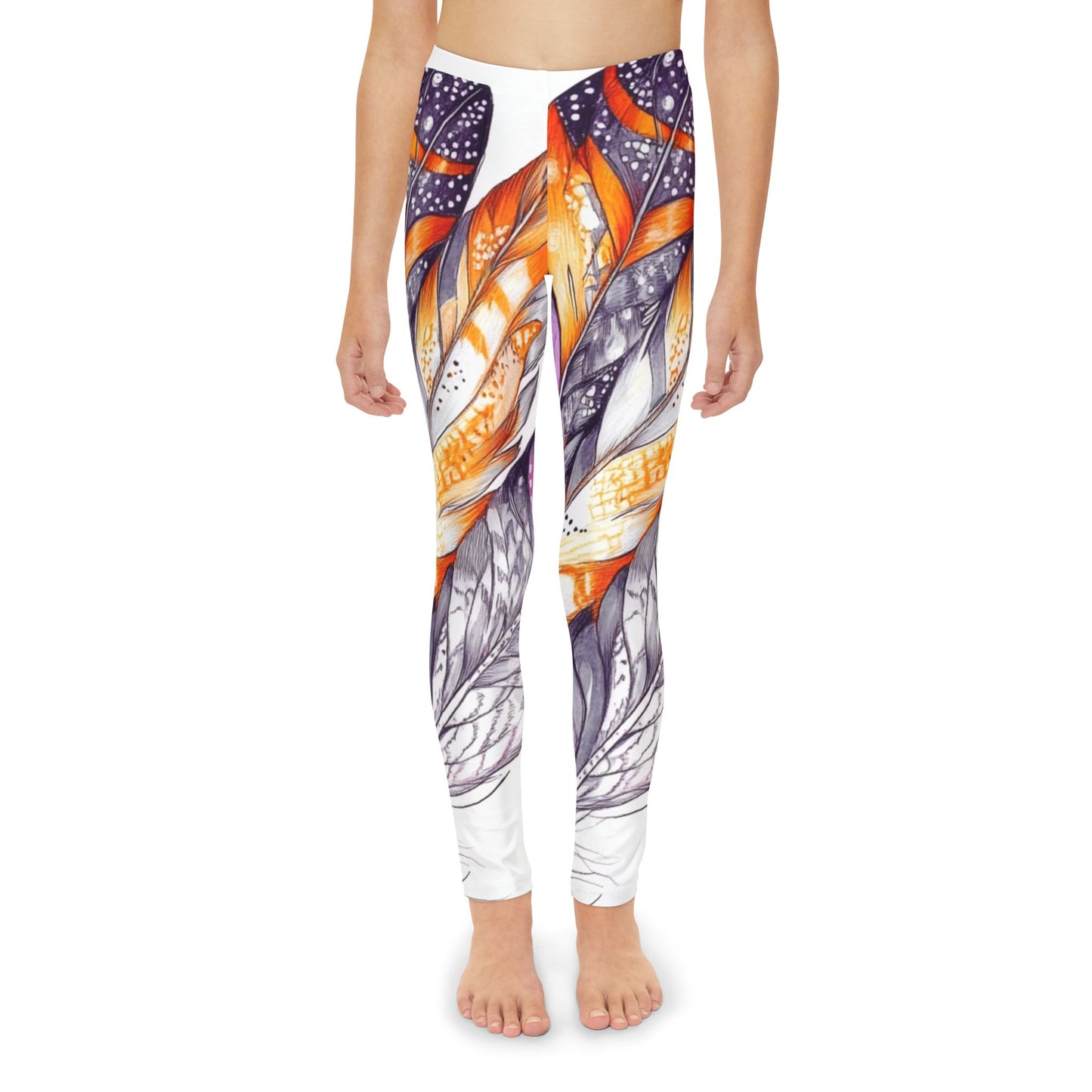 White Feathers,  Unisex Youth Full-Length Leggings (AOP)