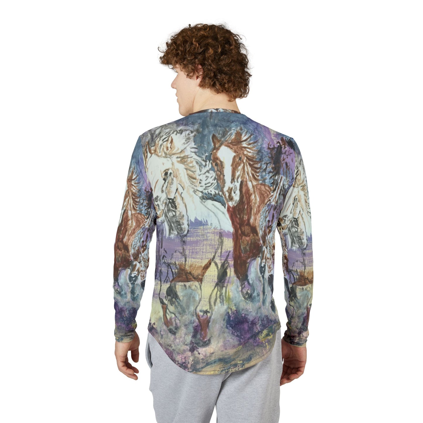 "Free as the Breeze" Men's UV Protection Long Sleeve Shirt, Stylish Outdoor Apparel, Gift for Horse Lovers, Sun Protection Top