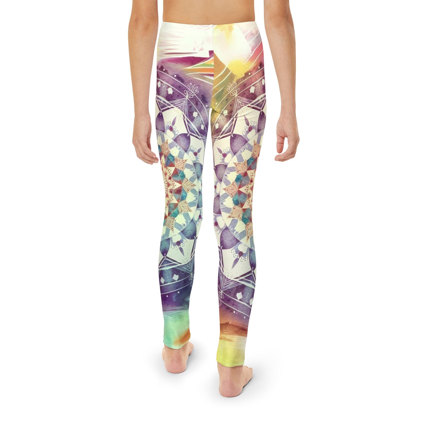 Geometric Pastel Rainbow, Youth Full-Length Leggings (AOP)