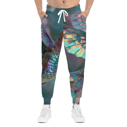 Hummingbird in Flight with Iridescent Wings, Athletic Joggers - Stylish & Comfortable Loungewear