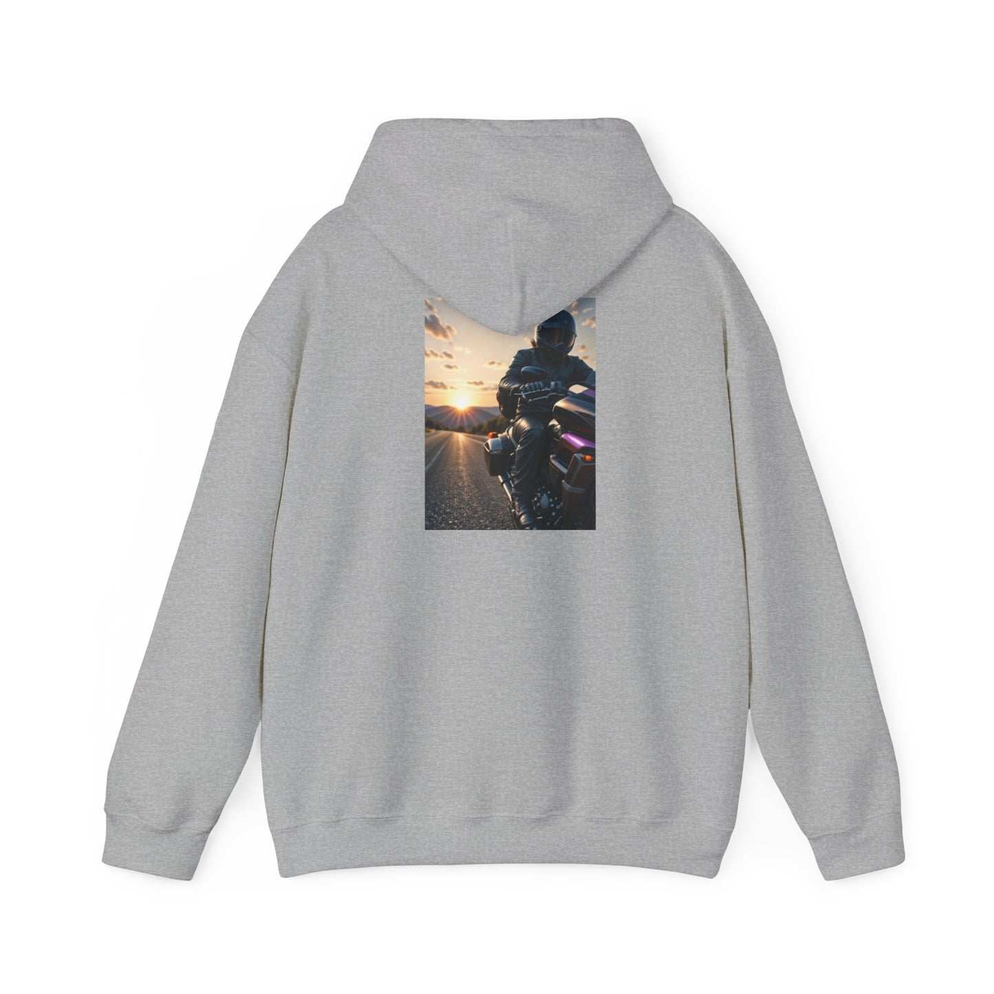 Start of Sunset, Motorcycle, Unisex Heavy Blend™ Hooded Sweatshirt, AI Assisted Design