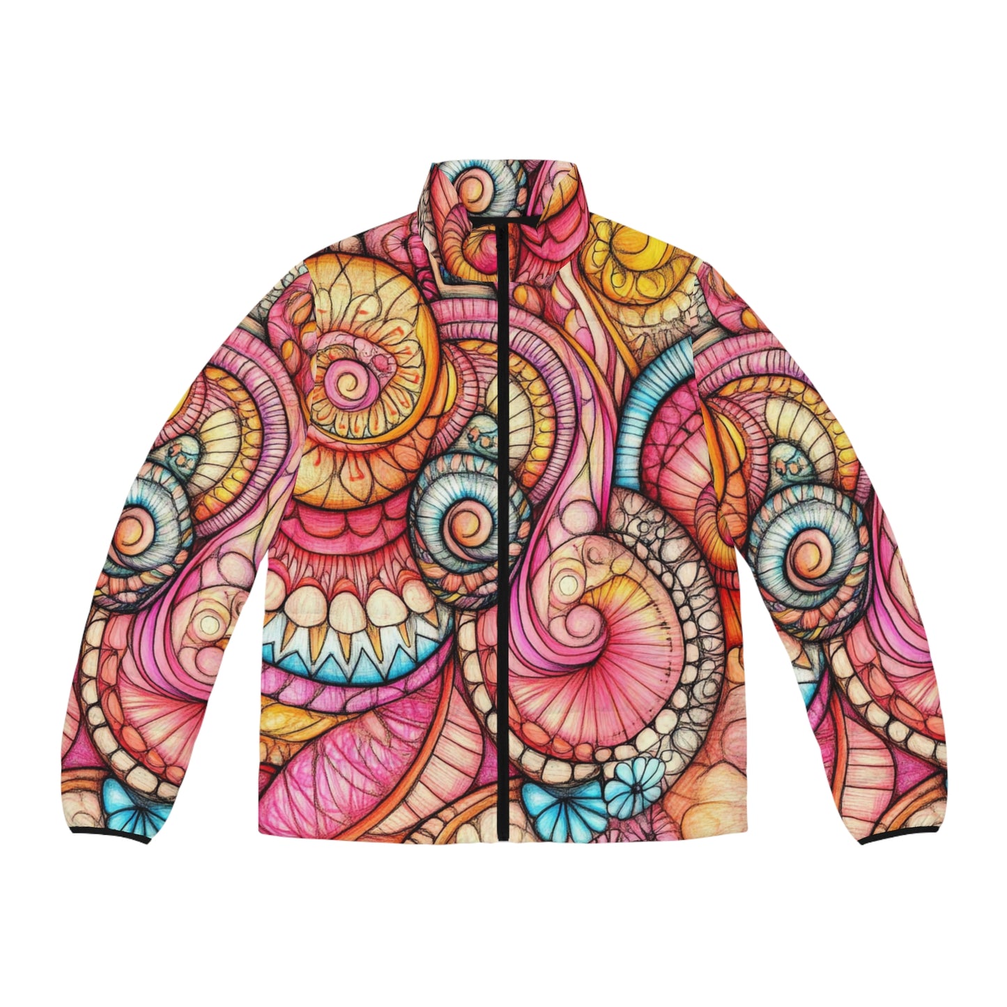 Abstract Seashell, Men's Puffer Jacket (AOP)