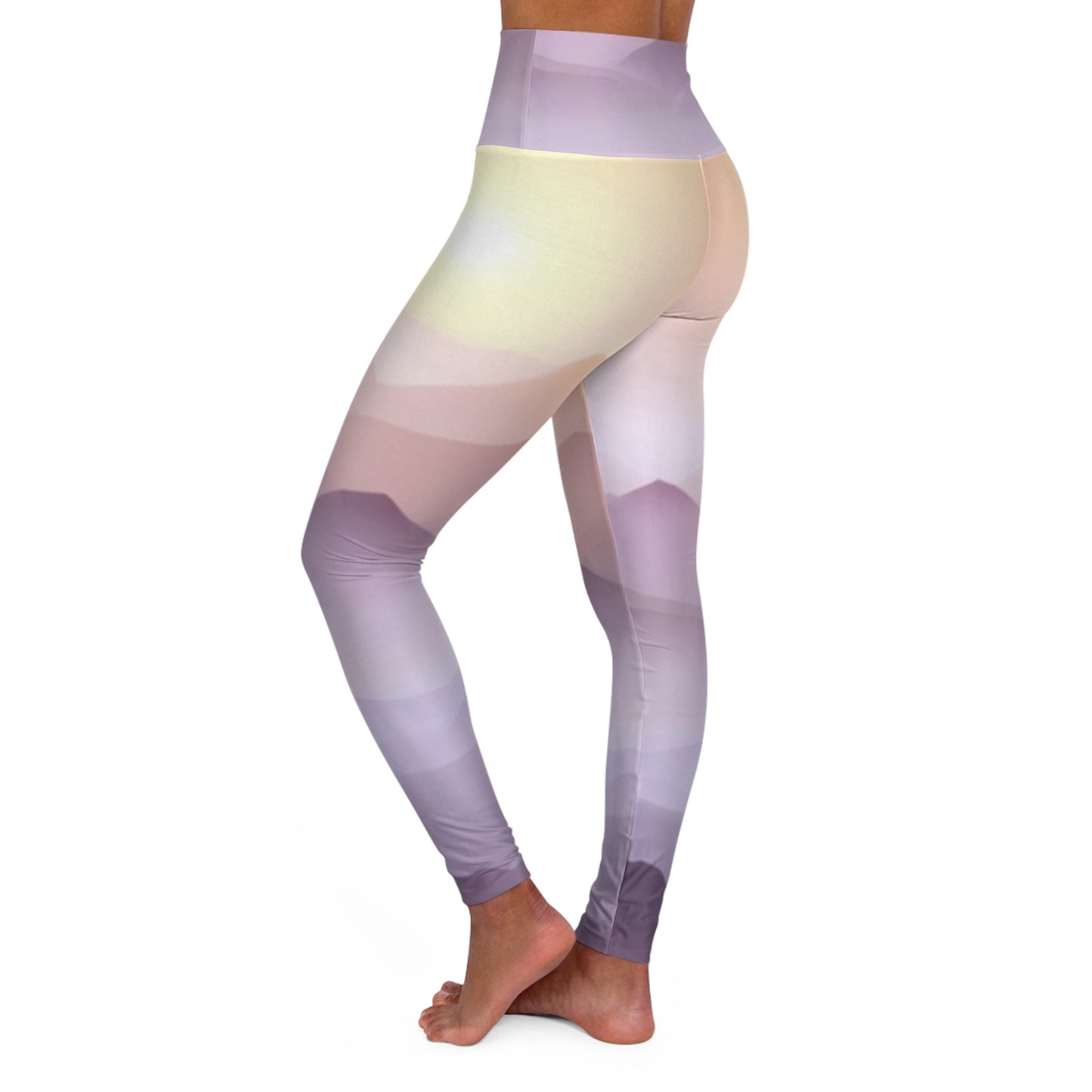 Purple Mountains, High Waisted Yoga Leggings (AOP)