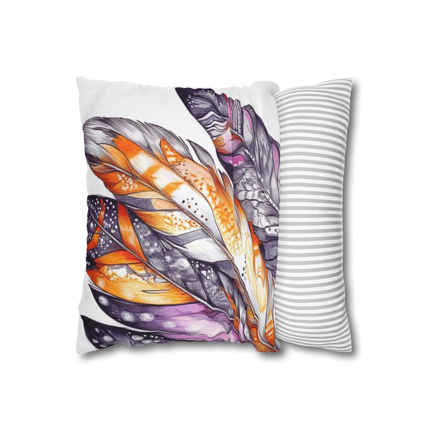 White Feathers, Spun Polyester Square Pillowcase