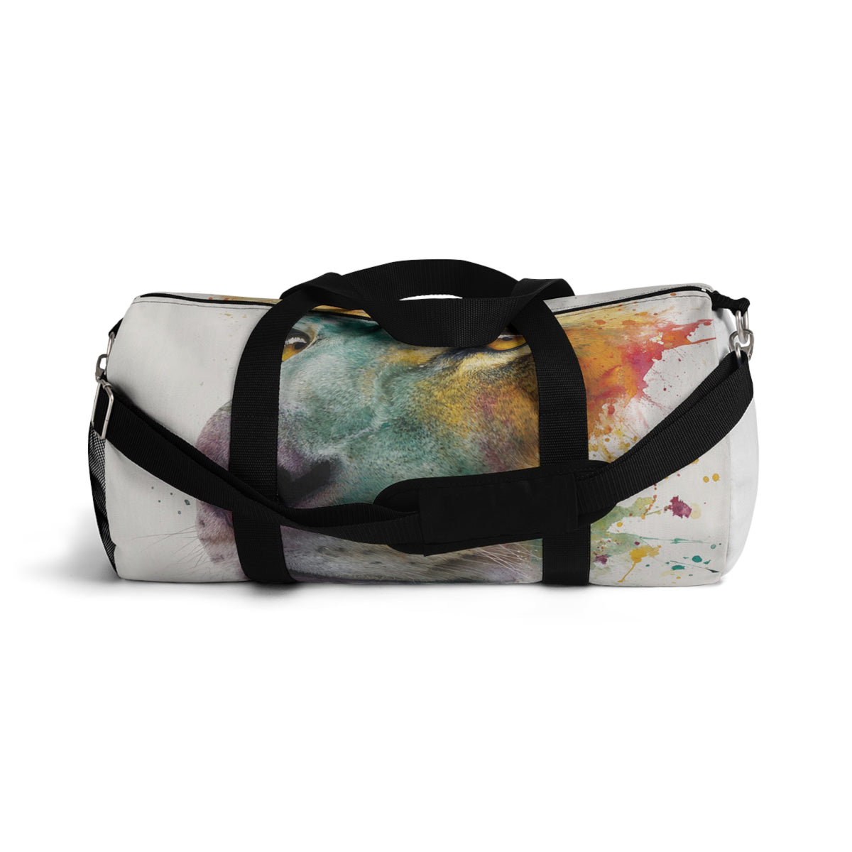 Soul of a Lion, Watercolor Lion Duffel Bag — Colorful Animal Print Travel Gym Bag