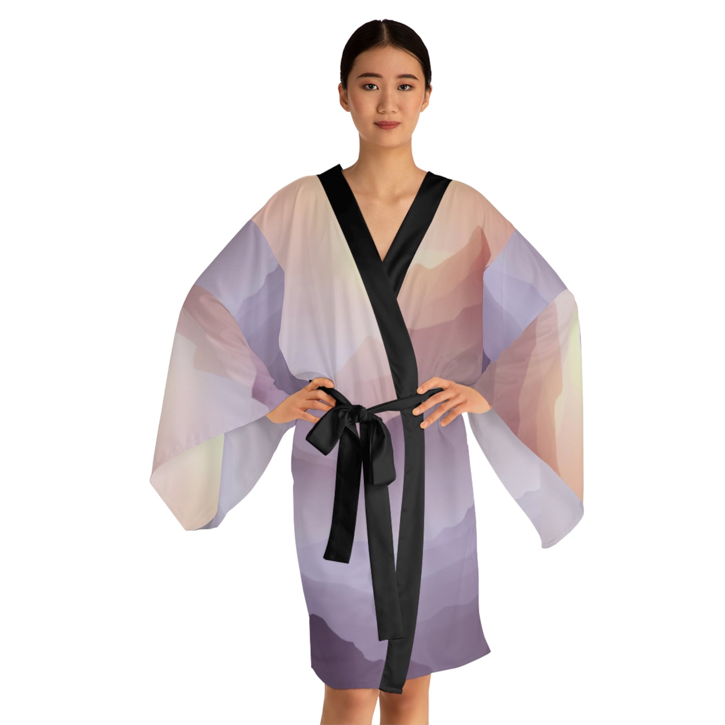 Purple Mountains, Long Sleeve Kimono Robe (AOP)