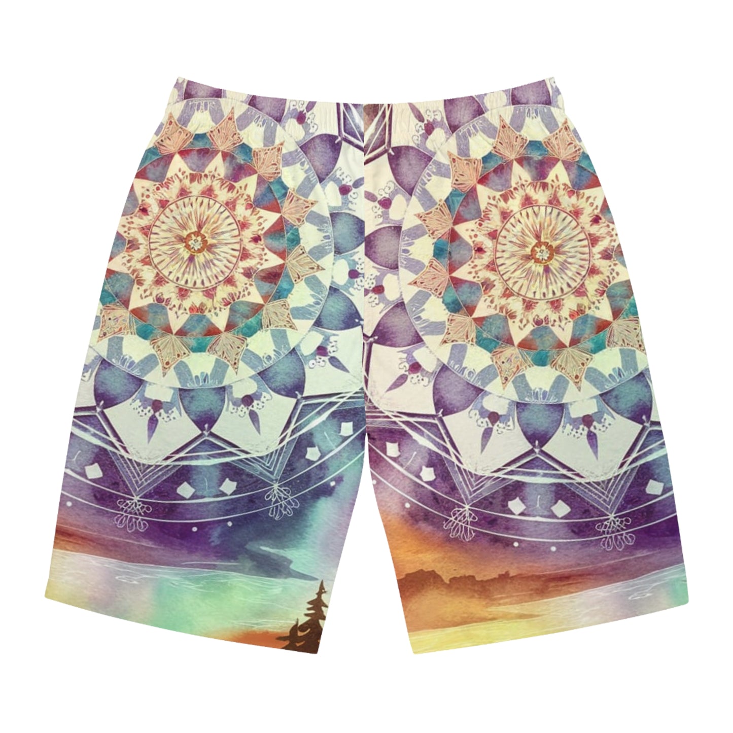 Geometric Pastel Rainbow, Men's Board Shorts (AOP)