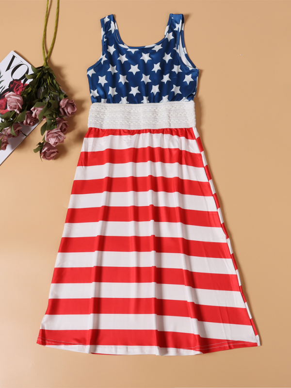 Matching Patriotic Maxi Dress Set – Mother and Daughter, 4th of July Look