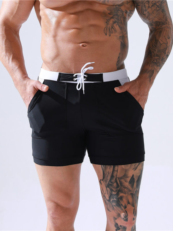 Men’s Pocket Lined Tethered Swim Shorts, 3 Colors