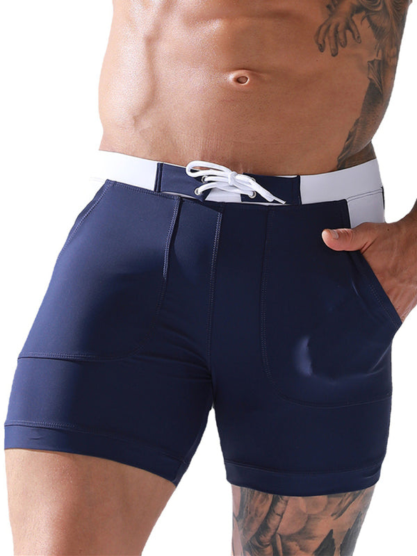 Men’s Pocket Lined Tethered Swim Shorts, 3 Colors