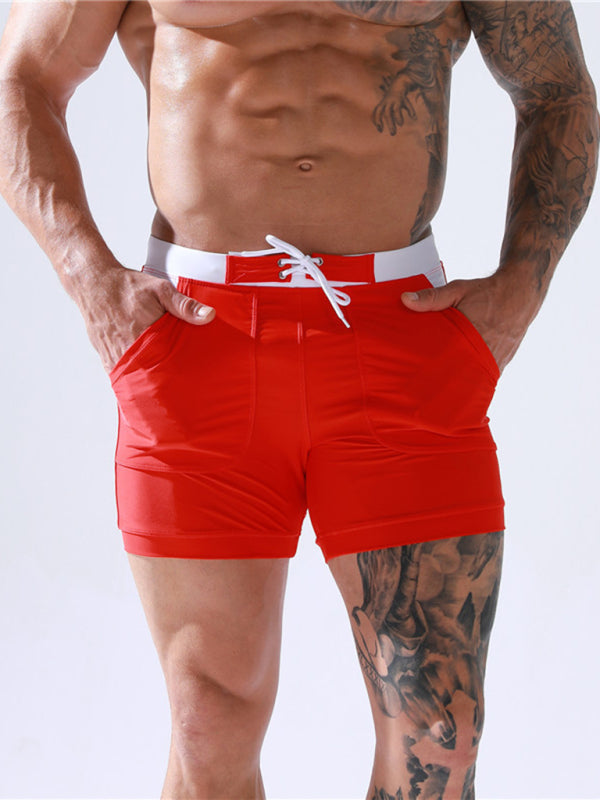Men’s Pocket Lined Tethered Swim Shorts, 3 Colors