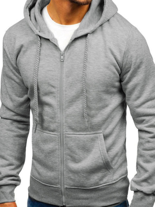 Men’s Zip-Up Hoodie, Basic Solid Color, 3 Colors