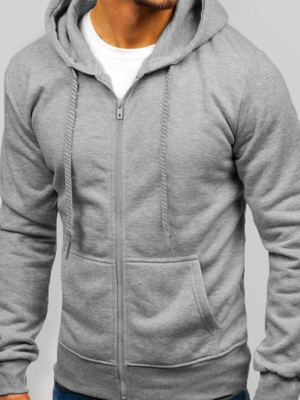 Men’s Zip-Up Hoodie, Basic Solid Color, 3 Colors