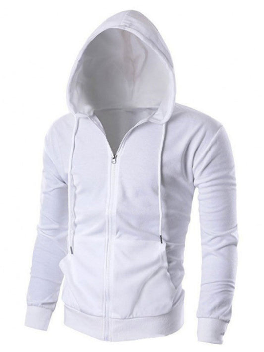 Men’s Zip-Up Hoodie, Basic Solid Color, 3 Colors